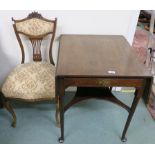 A Georgian mahogany side table with drop flaps, single drawer and lower tier, 72cm high x 103cm wide