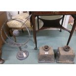 A pair of small cast iron rain hoppers and a weather vane (3) Condition Report: Available upon