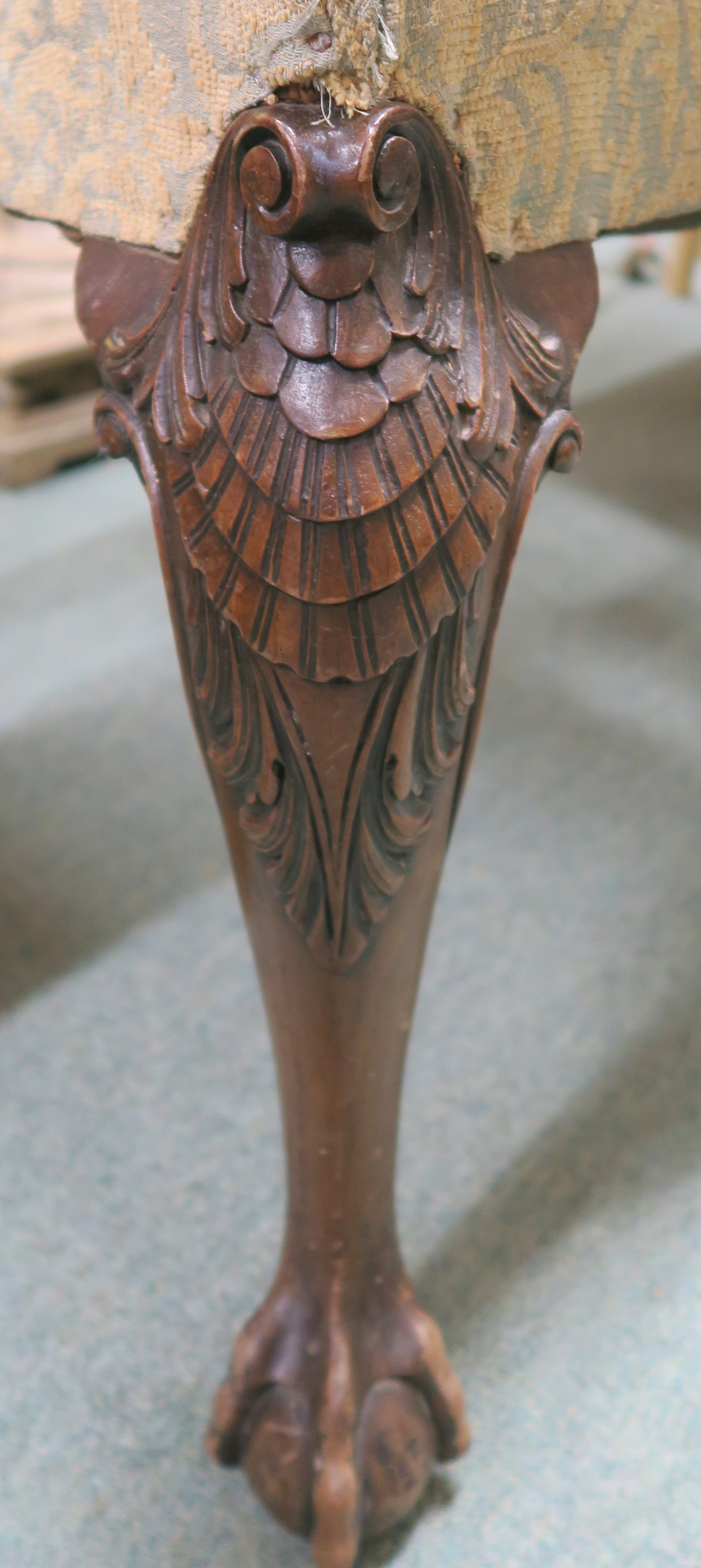 A walnut armchair with carved eagle arms with carved legs on ball and claw feet and an Edwardian - Image 3 of 4