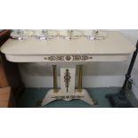 A modern cream and gilt pier table, 76cm high x 105cm wide x 48cm deep Condition Report: Available