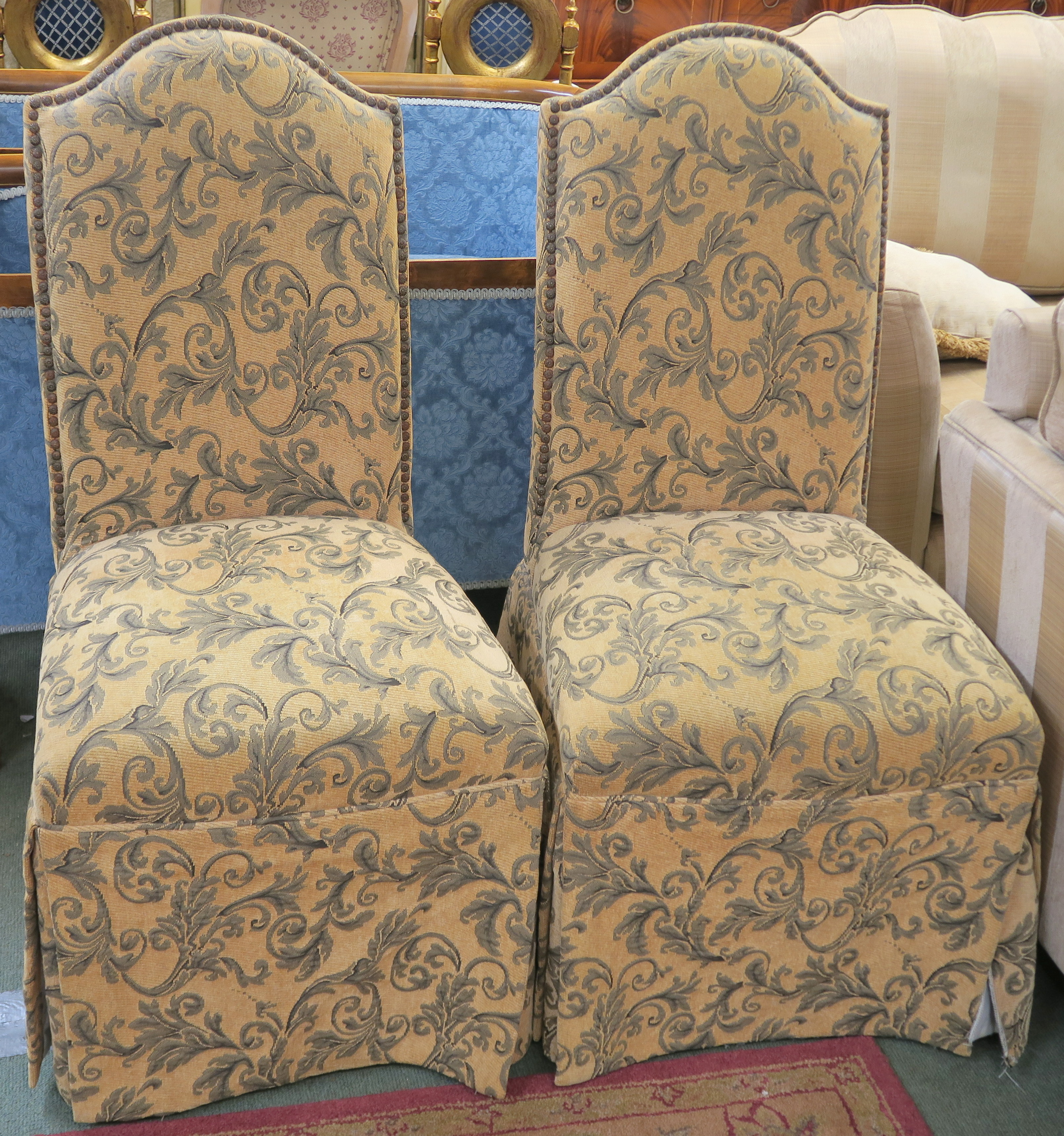 A pair of upholstered bedroom chairs (2) Condition Report: Available upon request