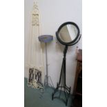 A green metal mirror on stand, candle holder, book stand and a metal easel (4) Condition Report: