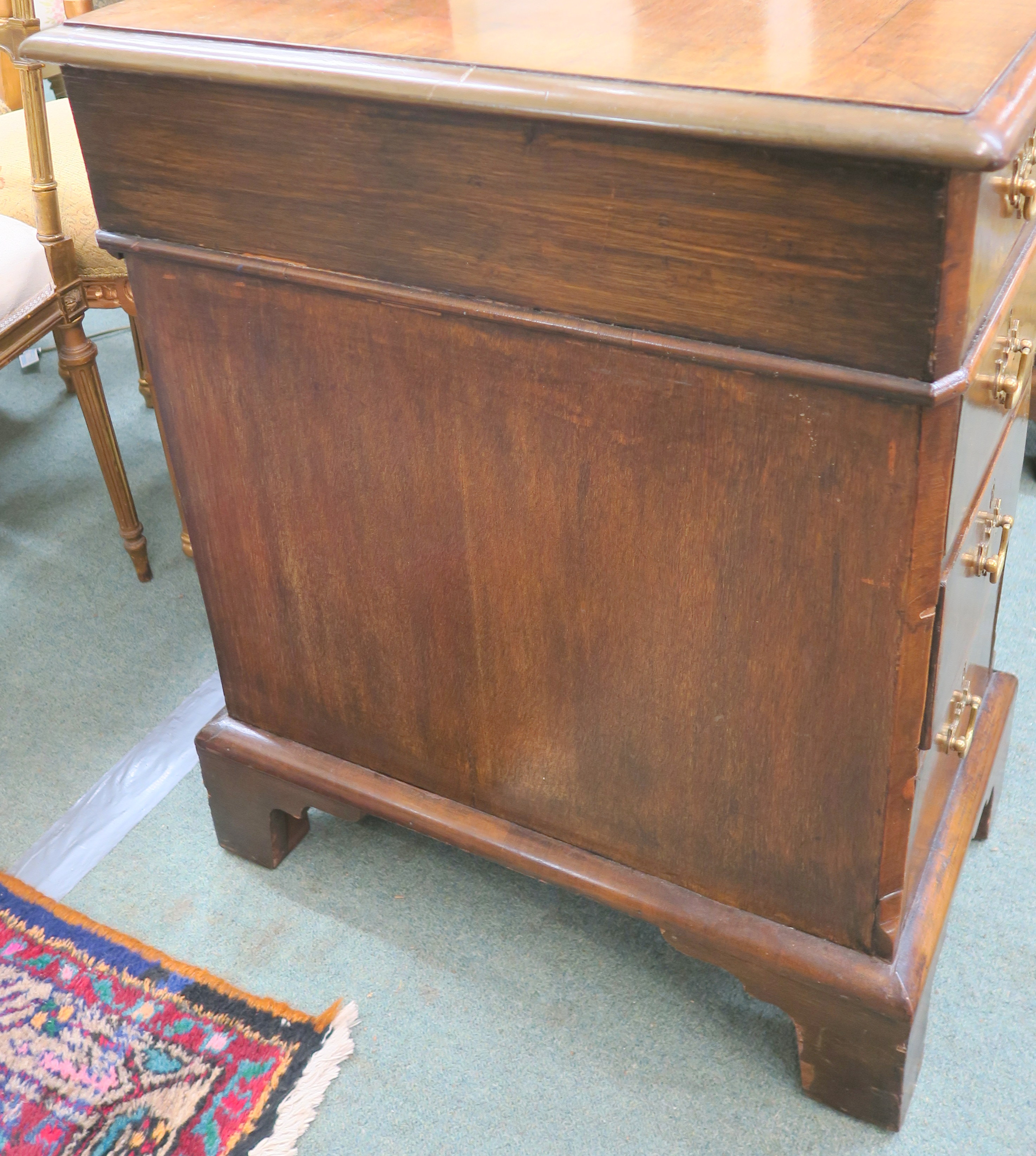 A Georgian style mahogany kneehole desk with bracket feet, 72cm high x 122cm wide x 60cm deep - Image 4 of 8