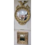 A convex gilt wall mirror, 80cm high and a small gilt wall mirror, 45cm x 40cm (2) Condition Report:
