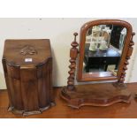 A mahogany toilet mirror and a reproduction mahogany knife box (2) Condition Report: Available