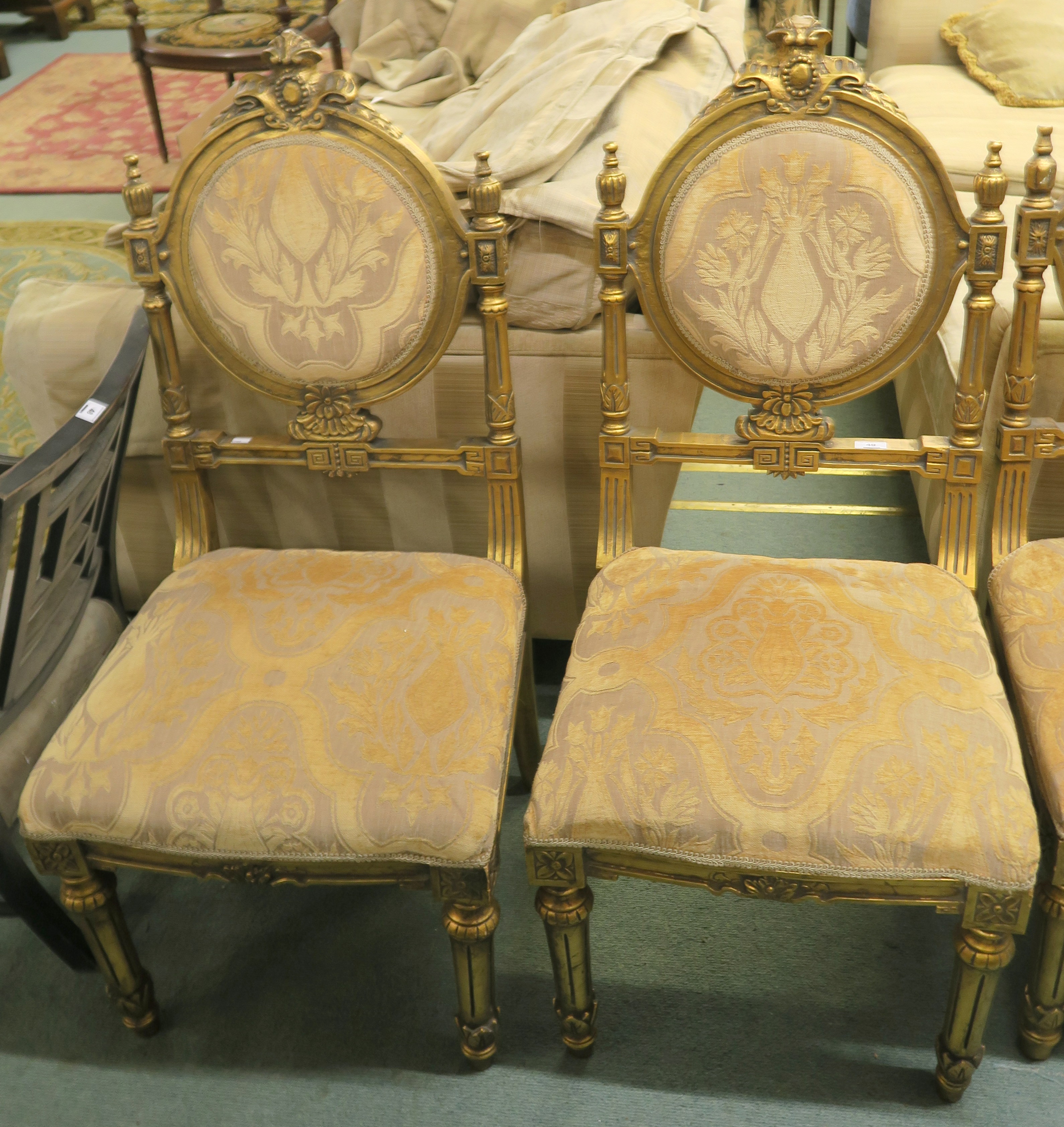 Two pairs of gilt framed parlour chairs (4) Condition Report: Available upon request - Image 4 of 5
