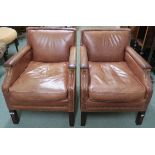 A pair of Artsome tan leather chairs, 76cm high x 62cm wide x 78cm deep (2) Condition Report: