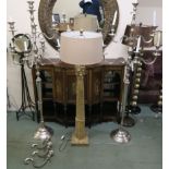 Two large cast metal candle stands (def) and a standard lamp (3) Condition Report: Available upon
