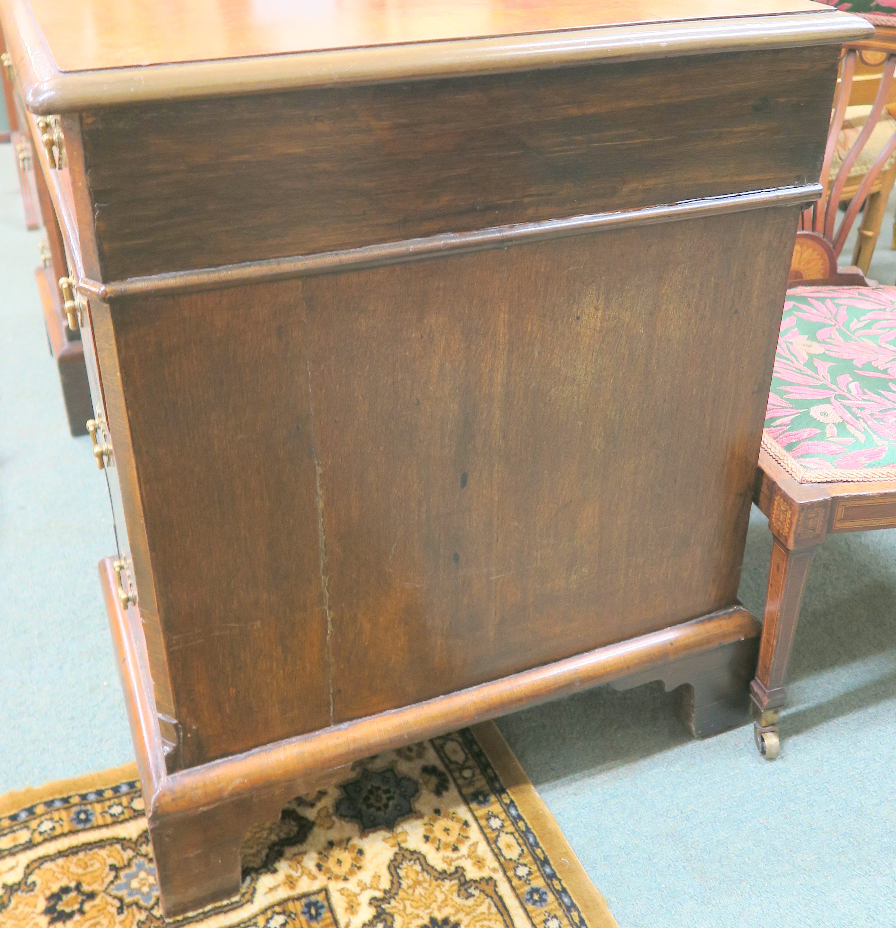 A Georgian style mahogany kneehole desk with bracket feet, 72cm high x 122cm wide x 60cm deep - Image 3 of 8