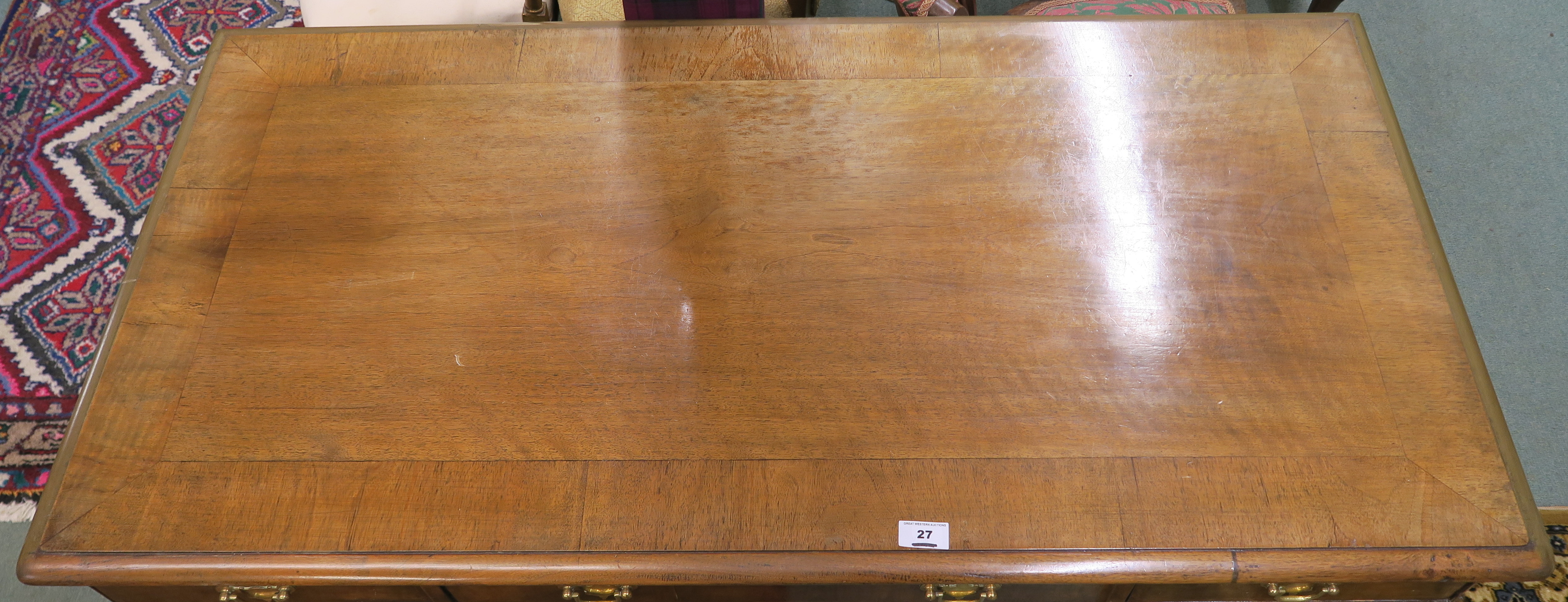 A Georgian style mahogany kneehole desk with bracket feet, 72cm high x 122cm wide x 60cm deep - Image 2 of 8