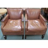 A pair of Artsome tan leather chairs, 76cm high x 62cm wide x 78cm deep (2) Condition Report: