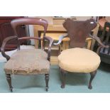 A Victorian mahogany armchair and another armchair (2) Condition Report: Available upon request