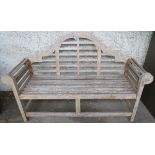 A Lutyens hardwood garden bench, 103cm high x 170cm wide x 60cm deep Condition Report: