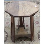 An oak arts and Crafts side table with pierced sides, 54cm high x 43cm wide x 43cm deep Condition