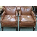 A pair of Artsome tan leather chairs, 76cm high x 62cm wide x 78cm deep (2) Condition Report: