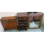 A wall mirror, hall cabinet and a side table with wine racks (3) Condition Report: Available upon