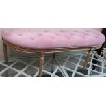A window seat with pink fabric, 47cm high x 140cm wide x 41cm deep Condition Report: Available