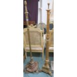 A Victorian brass adjustable stand lamp and a gilt standard lamp (2) Condition Report: Available
