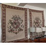 A pair of modern heraldic tapestries, 182cm high x 140cm wide (2) Condition Report: Available upon