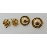 Two pairs of 9ct gold clip on earrings, combined weight 11.8gms Condition Report: Available upon