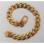 A 9ct gold heavy curb chain bracelet, length 22cm, weight 45.5gms Condition Report: Available upon