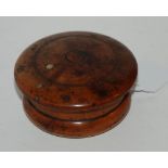 A turned wood circular box with enclosed mirror, 10cm wide Condition Report: Available upon request