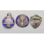 Three silver and enamel Glasgow Corporation Tramways long service badges dated 1914, 1919, 1924,