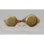 Two 9ct gold signet rings sizes W, and U, weight 10.2gms Condition Report: Available upon request