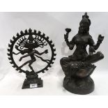 A Indian bronze figure of Shiva Nataraja, 31cm high and another Condition Report: larger one has a