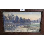 ARTHUR HENRY JENKINS French rowing scene, signed, watercolour, 21 x 37cm Condition Report: Available