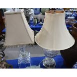 Two glass table lamps Condition Report: Available upon request