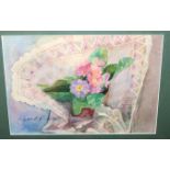 JEAN B MARTIN RSW Primroses, signed, watercolour, 19 x 27cm