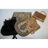 Four various evening bags and compact (def) (5) Condition Report: Available upon request