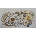 A collection of silver, white metal and costume jewellery items, to include a heavy white metal curb