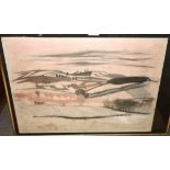 DAVID MARTIN RSW Thankerton Village, signed, charcoal and pastel, 42 x 59.5cm and another (2)