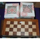 A tray lot including Wedgwood Christmas ornaments, chess set etc Condition Report: Available upon