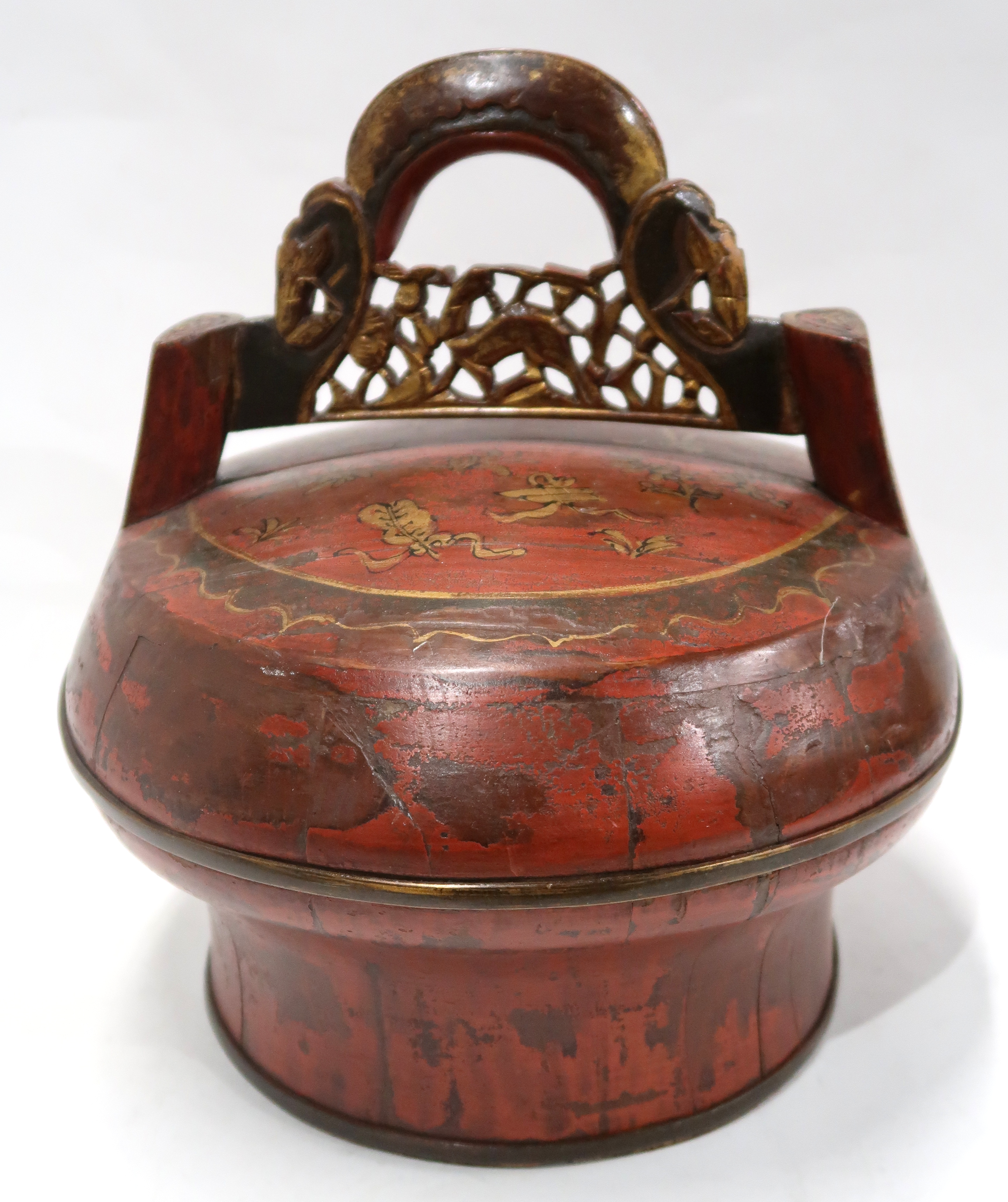 A Chinese green glazed stool, 23cm high, a blue and white umbrella stand and a painted food - Image 5 of 6