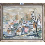 PAT DOZIER Cityscape, signed, oil on canvas, 38 x 45cm Condition Report: Available upon request