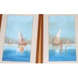 R SINTHONI Fishing boats, signed, gouache, a pair, 36 x 19cm Condition Report: Available upon
