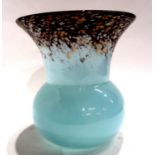 A blue Monart glass vase with aventurine and purple speckles, 18cm high Condition Report: nice