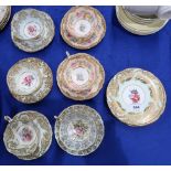 Six Paragon cups and saucers decorated with flowers and five similar plates Condition Report: