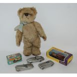 A tray lot including four Danbury Mint model cars, Teddy bear etc Condition Report: Available upon