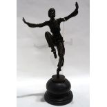 After Pierre Le Faguays - a Art Deco style bronze of a dancing girl, marked P Laurel, 39cm high