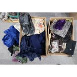Assorted ladies beaded handbags, other bags, clothing etc Condition Report: Not available for this