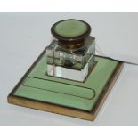A vintage glass inkwell and stand Condition Report: Available upon request