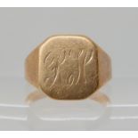 A 14ct gent's signet ring, size S, weight 11.4gms Condition Report: Available upon request
