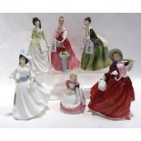 Six Royal Doulton figures including Cookie, Margaret, Alexandra, Fleur, Chloe and Autumn Breezes