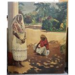 M GARDNER MCLEAN British Guiana, two women, signed, oil on canvas, 112 x 89cm Condition Report: