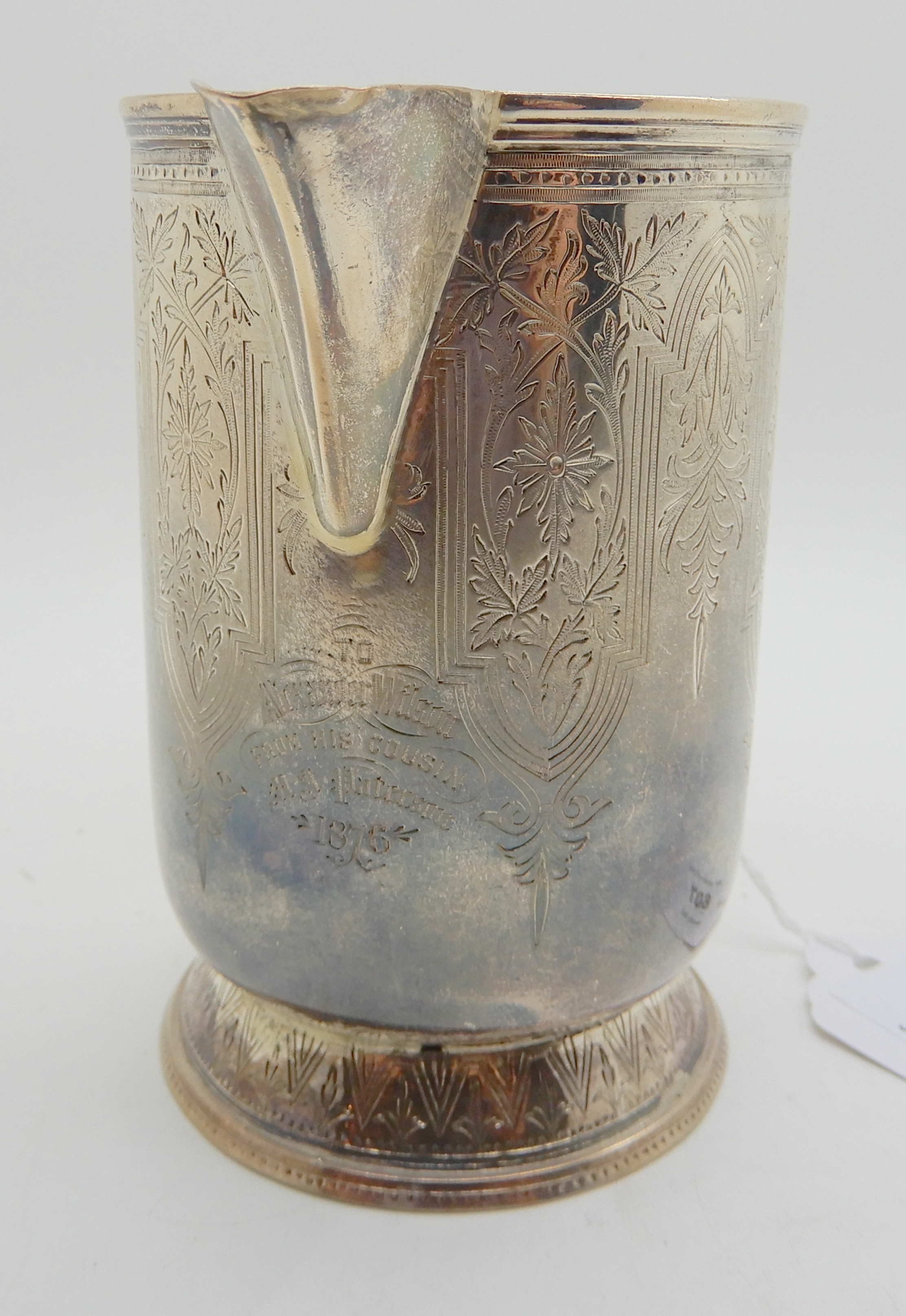 *WITHDRAWN* A Victorian silver jug, Edinburgh 1875, of cylindrical form with foliate and - Image 3 of 6