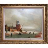 HERKELMAN Winterscene, signed, oil on board, 40 x 50cm Condition Report: Available upon request
